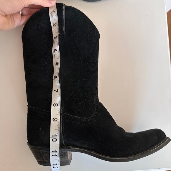Rodeo Drive Black Suede Leather Cowboy Western Boots Size 7.5 Made in USA - Picture 9 of 12